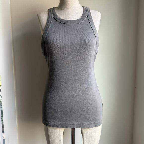 James Perse Standard Cotton Rib Tank Top in Taupe – Women’s Medium - Picture 2 of 9